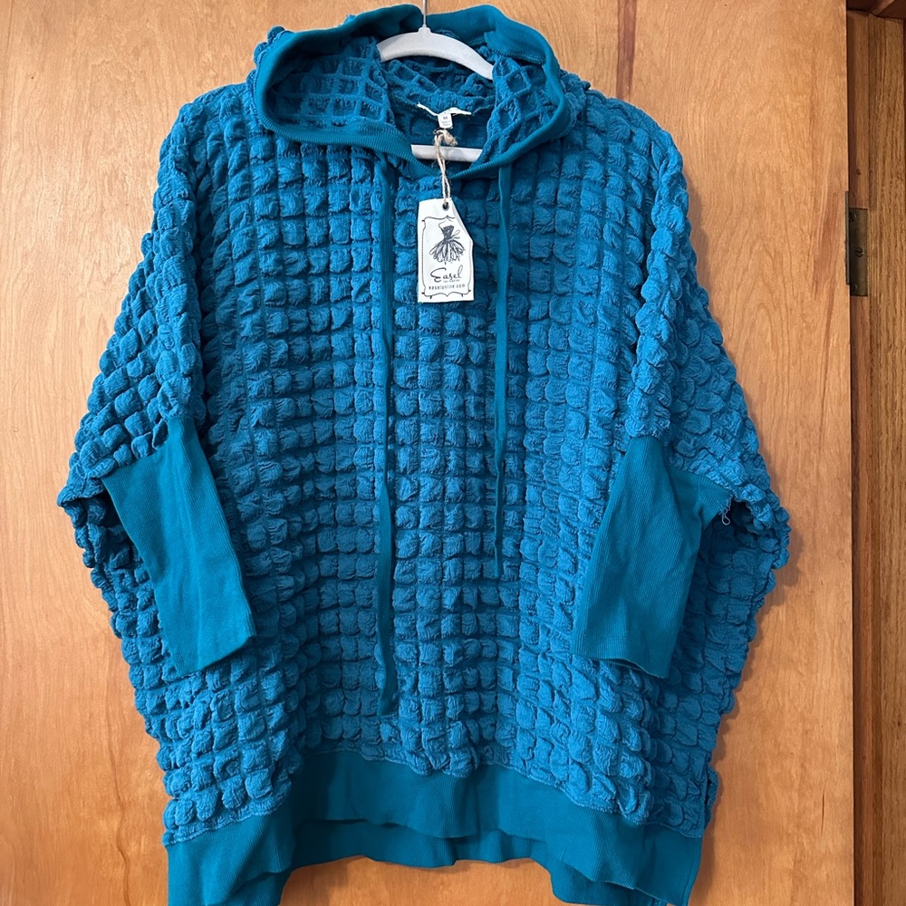 EASEL Teal Textured Women's Hoodie